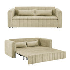 Velvet Upholstered Modern Convertible Sleeper Lounge Sofa Bed with Rolled Arms Decorated with Copper Nails
