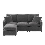 L-Shape Modular Sectional Sofa, 4 Seat Chenille Sectional Couch