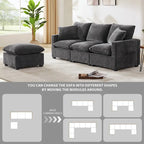 L-Shape Modular Sectional Sofa, 4 Seat Chenille Sectional Couch
