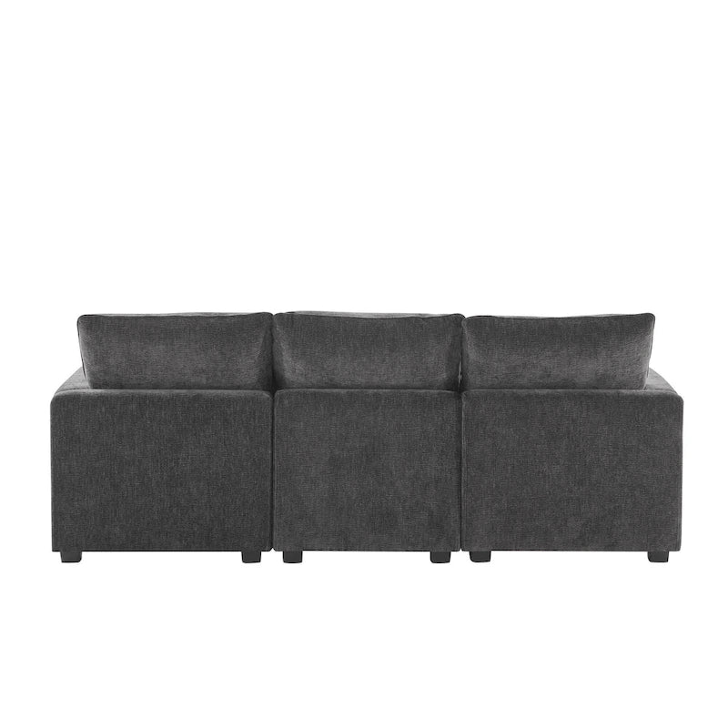 L-Shape Modular Sectional Sofa, 4 Seat Chenille Sectional Couch