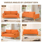 Exquisite 65 in. Orange Polyester 2-Seater Loveseat with Side Pockets and Round Pillows - 65 in