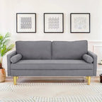 Exquisite 65 in. Orange Polyester 2-Seater Loveseat with Side Pockets and Round Pillows - 65 in