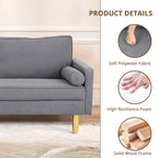 Exquisite 65 in. Orange Polyester 2-Seater Loveseat with Side Pockets and Round Pillows - 65 in