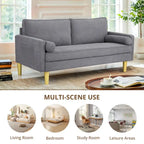 Exquisite 65 in. Orange Polyester 2-Seater Loveseat with Side Pockets and Round Pillows - 65 in