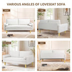 Exquisite 65 in. Orange Polyester 2-Seater Loveseat with Side Pockets and Round Pillows - 65 in