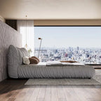 Light Grey King Size Luxury Upholstered Platform Bed with Removable Cushion and Solid Wood Frame