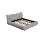 Light Grey King Size Luxury Upholstered Platform Bed with Removable Cushion and Solid Wood Frame