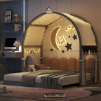 Gray Twin Size Bed with Arched Roof and Trundle