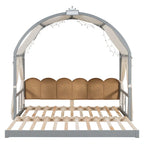 Gray Twin Size Bed with Arched Roof and Trundle