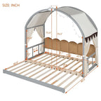 Gray Twin Size Bed with Arched Roof and Trundle