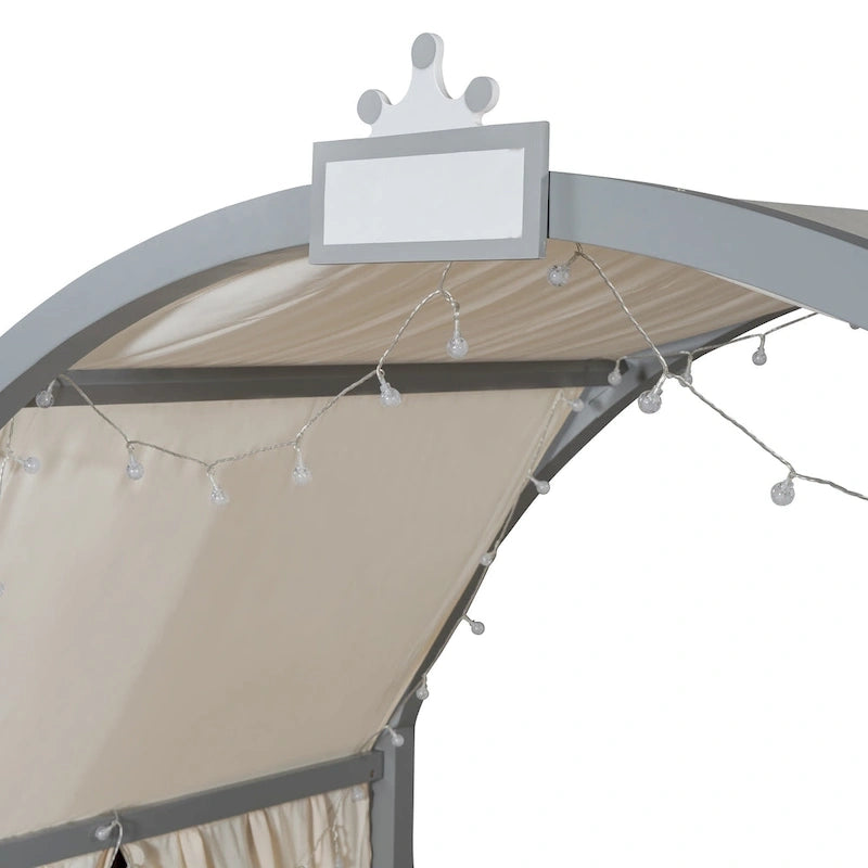 Gray Twin Size Bed with Arched Roof and Trundle