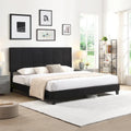 Black King Linen Bed with Tufted Headboard