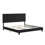 Black King Linen Bed with Tufted Headboard
