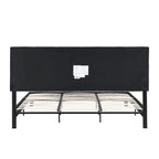Black King Linen Bed with Tufted Headboard