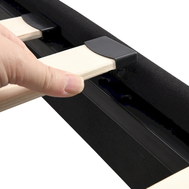 Black King Linen Bed with Tufted Headboard