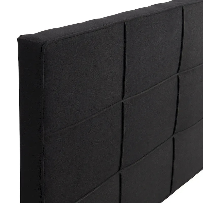 Black King Linen Bed with Tufted Headboard
