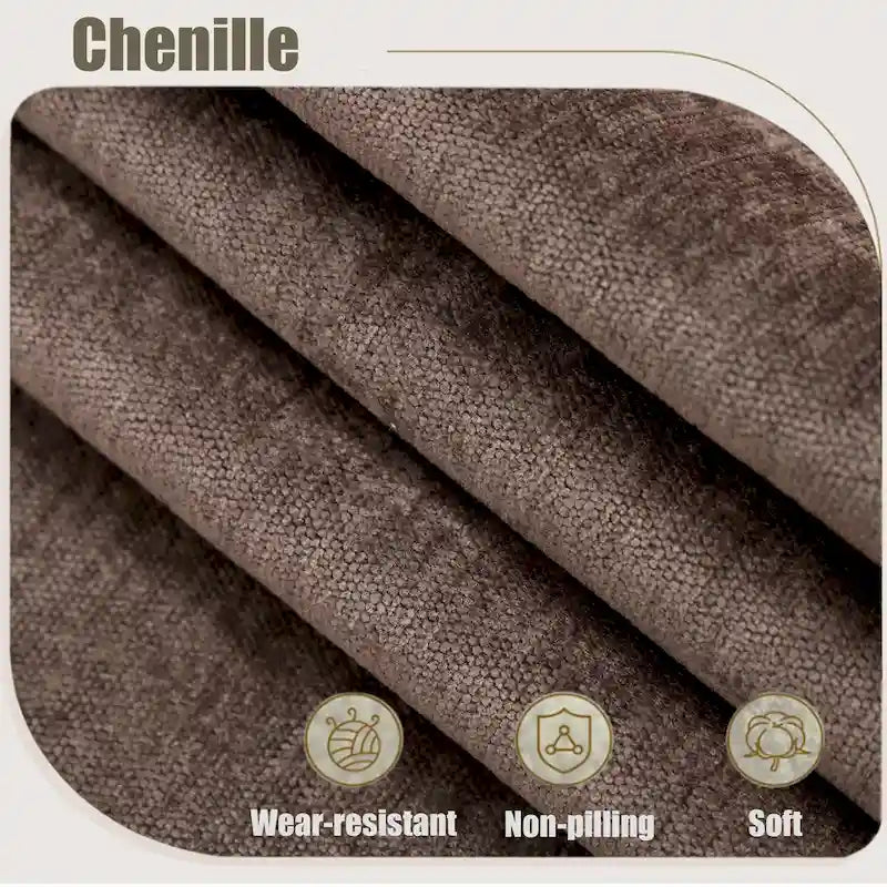 109.5 Chenille 6-Seater L-Shaped Sectional Sofa with Rivets Decorated Rolled Armrests,Cushions, and Wood Frame