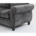 109.5 Chenille 6-Seater L-Shaped Sectional Sofa with Rivets Decorated Rolled Armrests,Cushions, and Wood Frame
