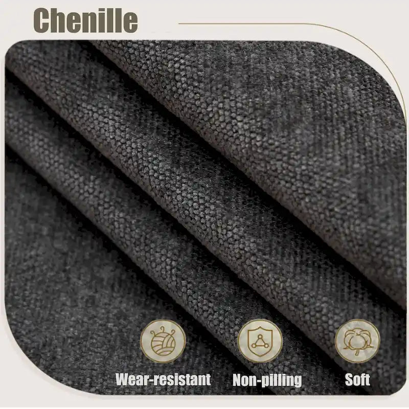 109.5 Chenille 6-Seater L-Shaped Sectional Sofa with Rivets Decorated Rolled Armrests,Cushions, and Wood Frame