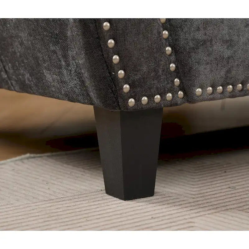 109.5 Chenille 6-Seater L-Shaped Sectional Sofa with Rivets Decorated Rolled Armrests,Cushions, and Wood Frame