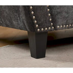 109.5 Chenille 6-Seater L-Shaped Sectional Sofa with Rivets Decorated Rolled Armrests,Cushions, and Wood Frame