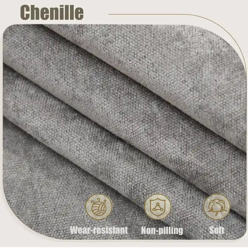 109.5 Chenille 6-Seater L-Shaped Sectional Sofa with Rivets Decorated Rolled Armrests,Cushions, and Wood Frame