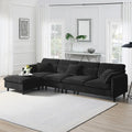 110 L-Shaped 5 Seater Sectional Sofa with Removable Ottoman, Cloud Chenille Upholstery and 5 Pillows