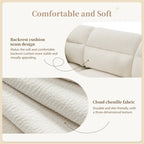 110 L-Shaped 5 Seater Sectional Sofa with Removable Ottoman, Cloud Chenille Upholstery and 5 Pillows