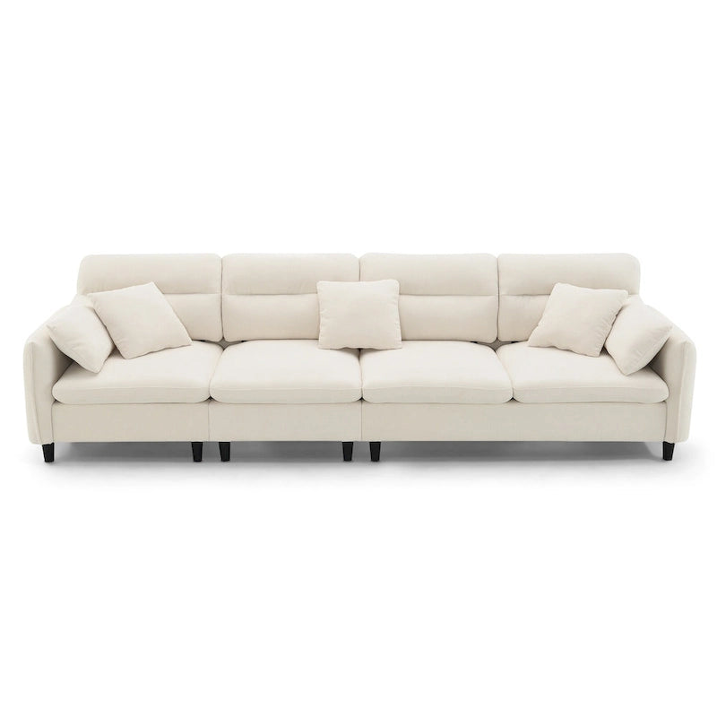 110 L-Shaped 5 Seater Sectional Sofa with Removable Ottoman, Cloud Chenille Upholstery and 5 Pillows