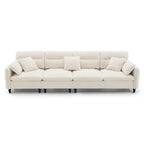 110 L-Shaped 5 Seater Sectional Sofa with Removable Ottoman, Cloud Chenille Upholstery and 5 Pillows