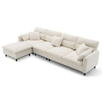 110 L-Shaped 5 Seater Sectional Sofa with Removable Ottoman, Cloud Chenille Upholstery and 5 Pillows