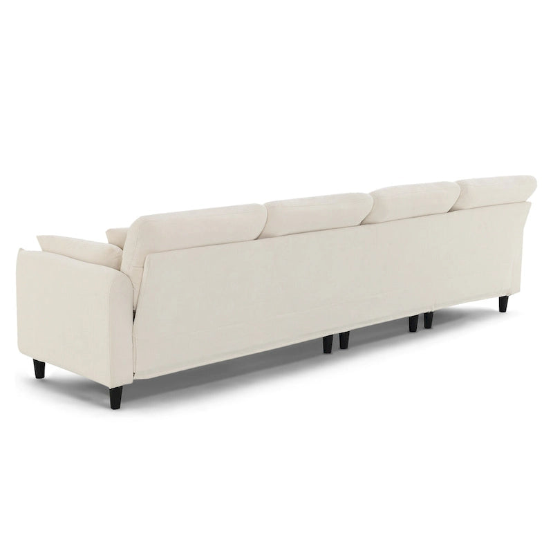 110 L-Shaped 5 Seater Sectional Sofa with Removable Ottoman, Cloud Chenille Upholstery and 5 Pillows