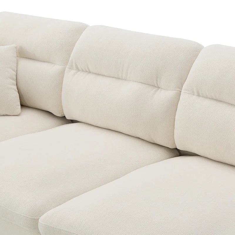 110 L-Shaped 5 Seater Sectional Sofa with Removable Ottoman, Cloud Chenille Upholstery and 5 Pillows