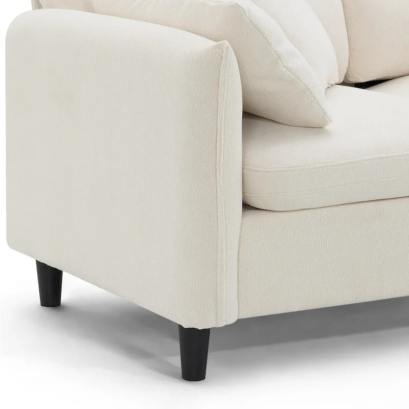 110 L-Shaped 5 Seater Sectional Sofa with Removable Ottoman, Cloud Chenille Upholstery and 5 Pillows