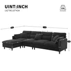 110 L-Shaped 5 Seater Sectional Sofa with Removable Ottoman, Cloud Chenille Upholstery and 5 Pillows