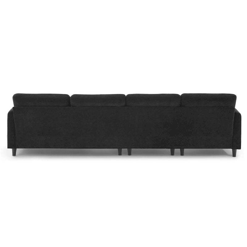 110 L-Shaped 5 Seater Sectional Sofa with Removable Ottoman, Cloud Chenille Upholstery and 5 Pillows