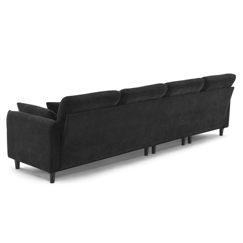 110 L-Shaped 5 Seater Sectional Sofa with Removable Ottoman, Cloud Chenille Upholstery and 5 Pillows