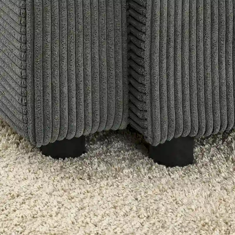 102 Corduroy Modern 3-Seater Sofa Deep Seat with Cup Holders & Phone Holder