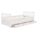 Twin Wooden Daybed with Trundle, Drawers & Headboard