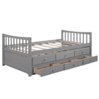 Twin Wooden Daybed with Trundle, Drawers & Headboard