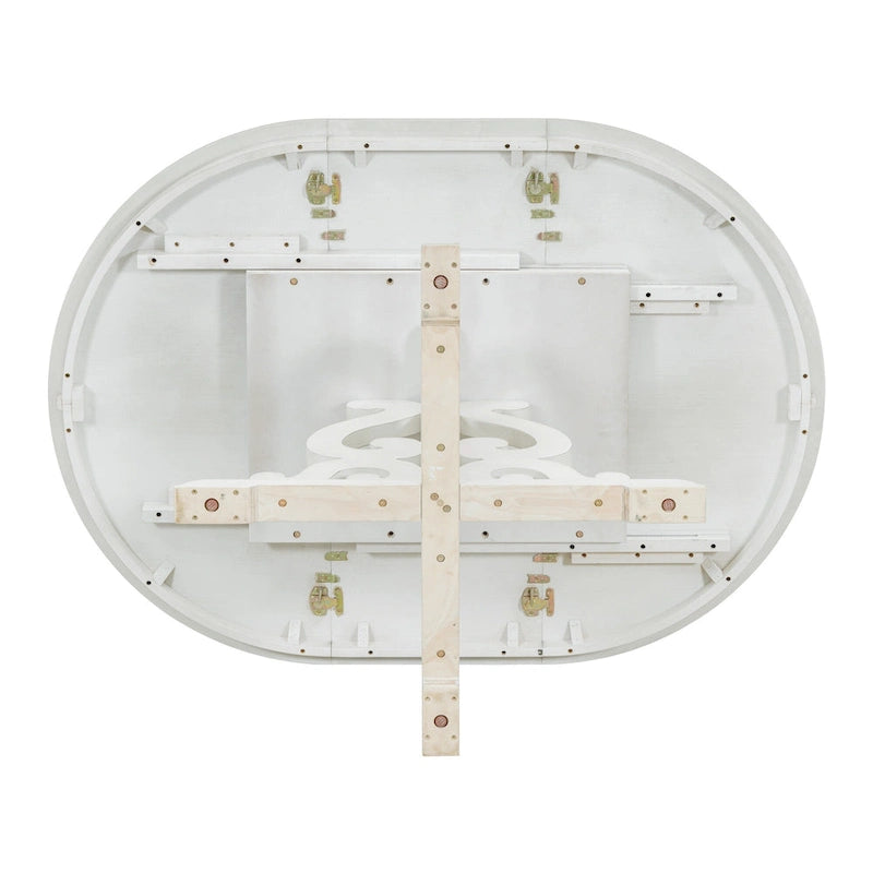 Antique White Retro 5-Piece Wooden Dining Table Set with Extendable Table & 4 Chairs