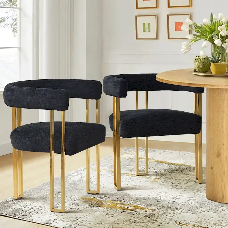 Chenille Upholstered Armchair (Set of 2)