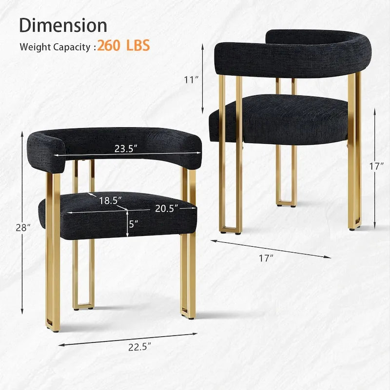 Chenille Upholstered Armchair (Set of 2)