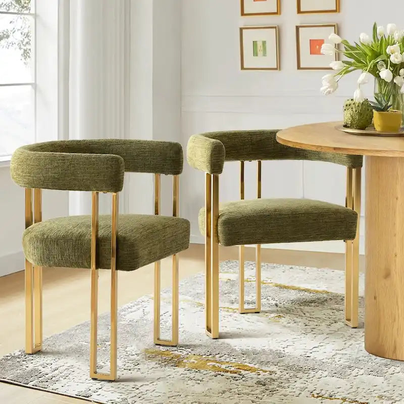 Chenille Upholstered Armchair (Set of 2)