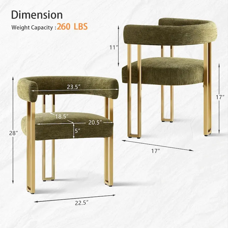 Chenille Upholstered Armchair (Set of 2)