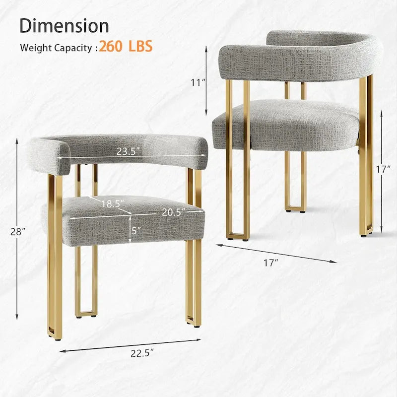 Chenille Upholstered Armchair (Set of 2)