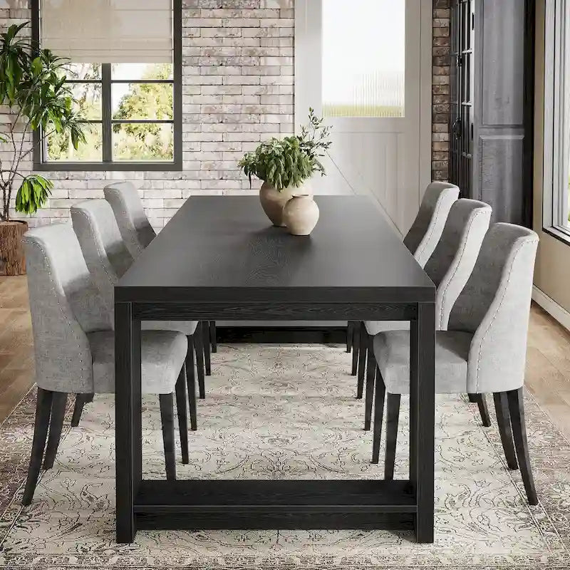 86.61 Inch Extra Long Wood Dining Table Kitchen Table for 6-8