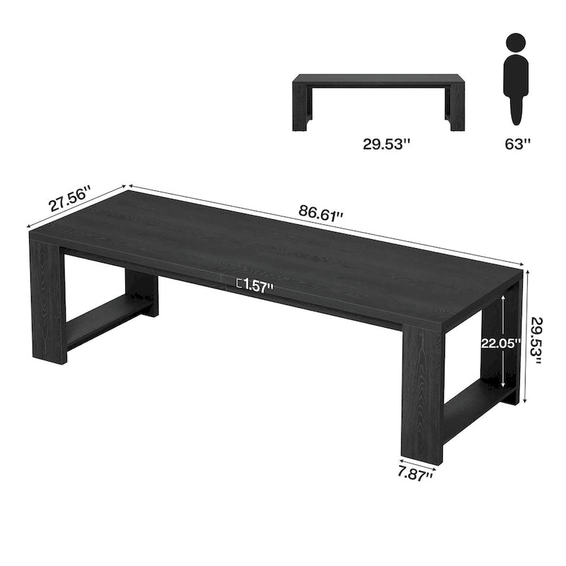 86.61 Inch Extra Long Wood Dining Table Kitchen Table for 6-8