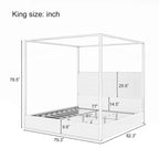 Modern Luxury Metal Canopy Bed with Tall Upholstered Headboard