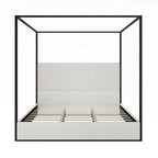 Modern Luxury Metal Canopy Bed with Tall Upholstered Headboard